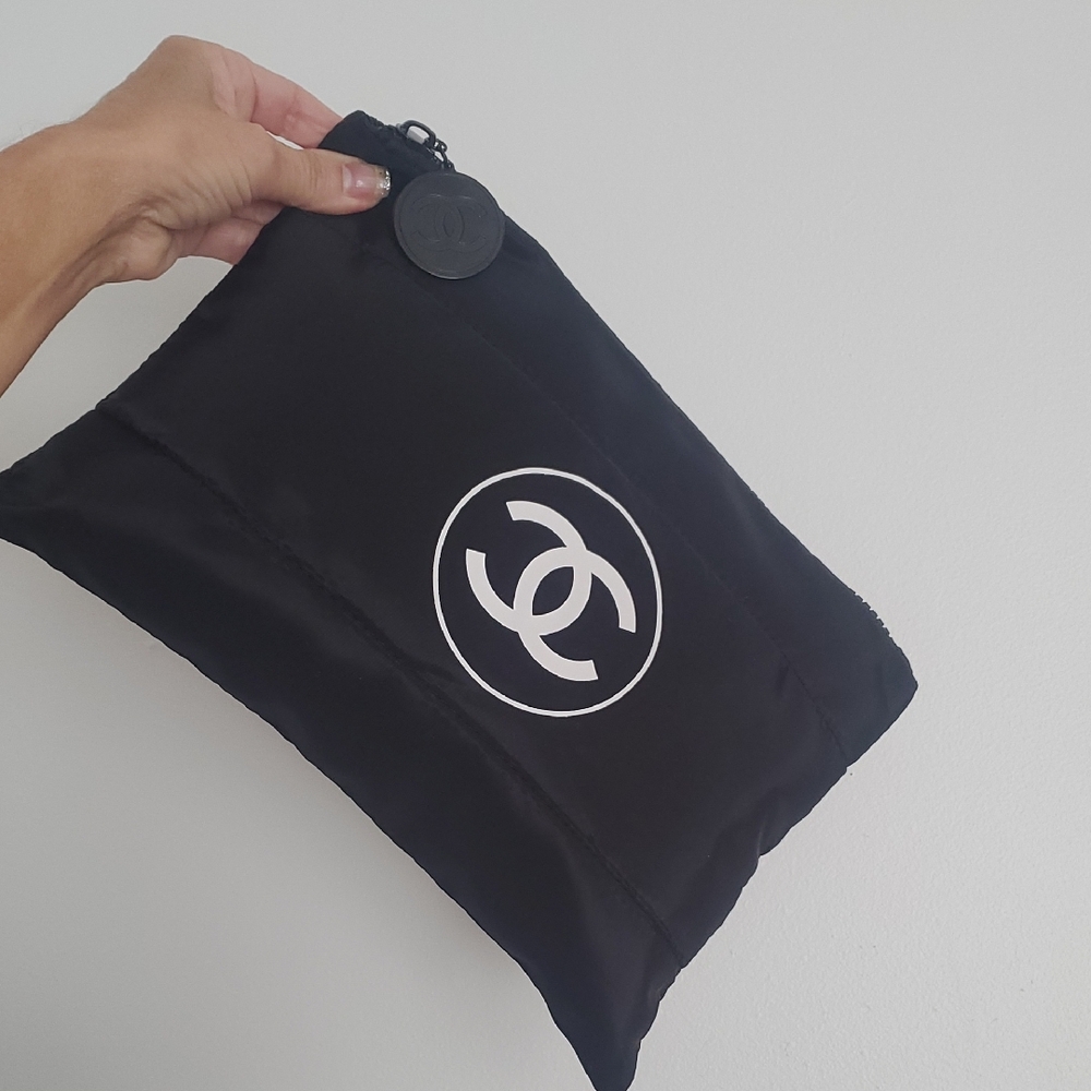 Chanel Large Black Cosmetic Clutch Puffer Pouch Bag